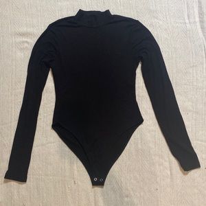 Long Sleeve Mock Neck Black Bodysuit - Hollister (Medium)